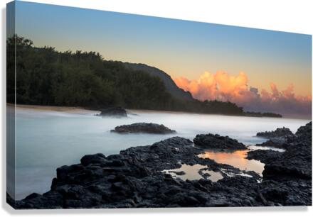 Lumahai Beach Kauai at dawn with rocks Canvas Print