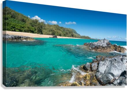 Lumahai Beach Kauai with rocks   Canvas Print
