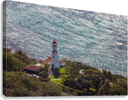 Lighthouse on coast of Waikiki in Hawaii  Canvas Print