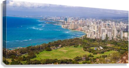 Panorama of sea front at Waikiki  Impression sur toile