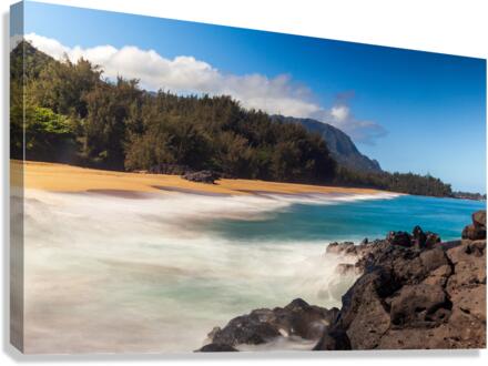 Lumahai beach in Kauai in long exposure  Canvas Print