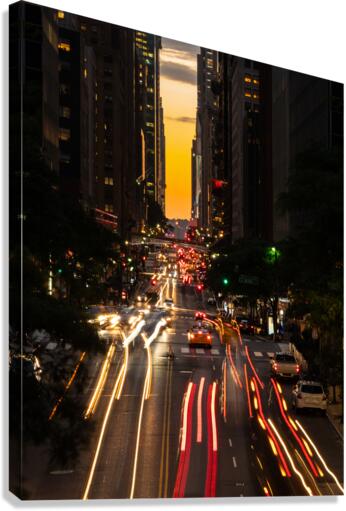 Traffic streams on 42nd street in NY after sunset Canvas Print