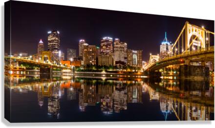City Skyline of Pittsburgh at night  Canvas Print