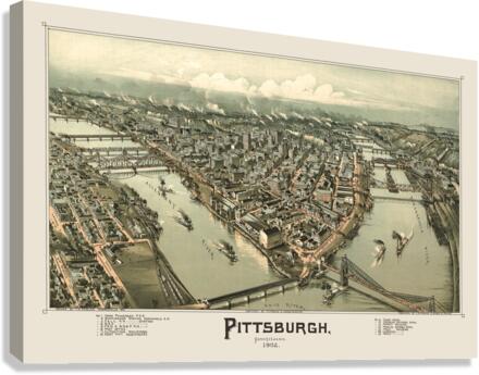 Restored street plan of Pittsburgh PA  Impression sur toile