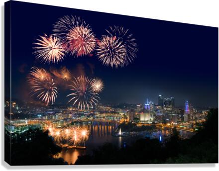 Fireworks over Pittsburgh for Independence Day  Canvas Print