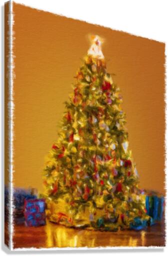 Painting of ornately decorated christmas tree  Canvas Print