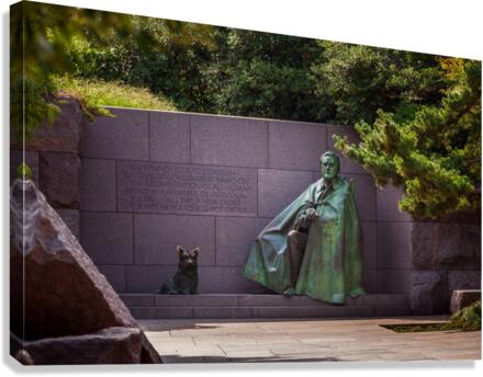 Statue of Roosevelt and dog  Canvas Print