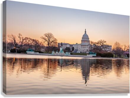 Dawn behind the dome of the Capitol in DC Canvas Print