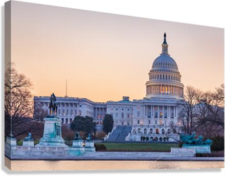 Sunrise behind the dome of the Capitol  Canvas Print