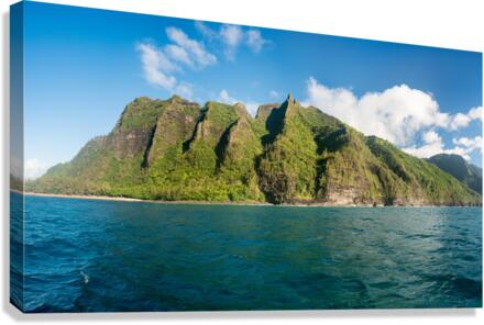 Na Pali coastline taken from sunset cruise along Kauai shore Canvas Print