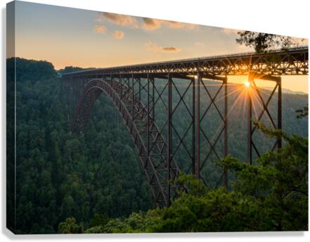 Sunset at the New River Gorge Bridge in West Virginia  Canvas Print