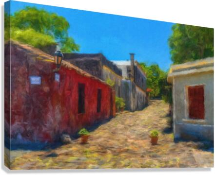 Oil painting of Street of Sighs in Colonia del Sacramento  Canvas Print