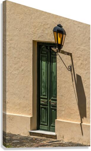 Street lamp in Unesco historical town of Colonia del Sacramento  Canvas Print