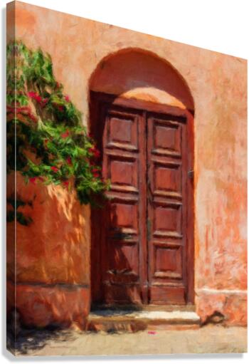 Oil painting of old door in Colonia del Sacramento  Impression sur toile