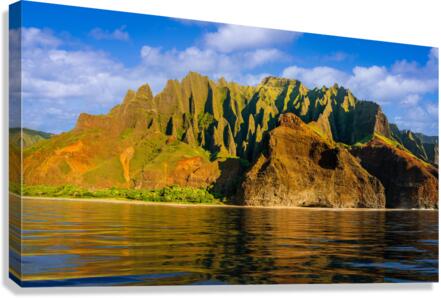Na Pali coastline taken from cruise along Kauai shore  Canvas Print