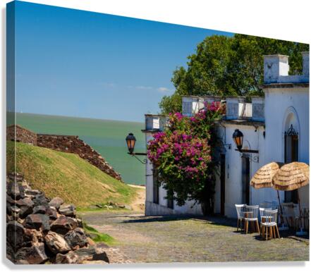 Cobbled street in Unesco historical town of Colonia del Sacramen Canvas Print