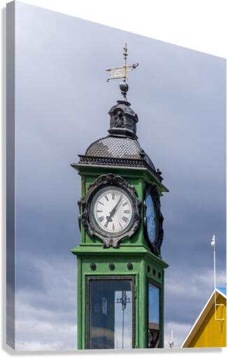 Clock tower and weather station by port in Punta Arenas in Chile  Canvas Print