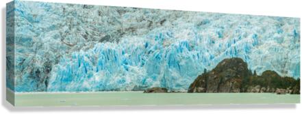 Amalia Glacier towers over large rocks and trees in Patagonia  Canvas Print