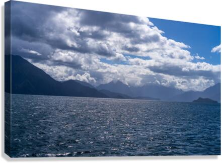 View across Todos los Santos lake towards Argentina from Petrohu  Canvas Print