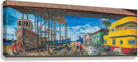 Wall mural of busy port on building in Punta Arenas in Chile  Canvas Print