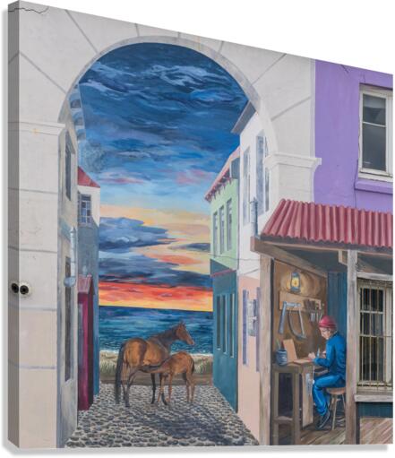 Wall mural of alley on building in Punta Arenas in Chile  Impression sur toile