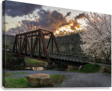 Steel girder bridge carries the bike walking trail over Deckers   Canvas Print