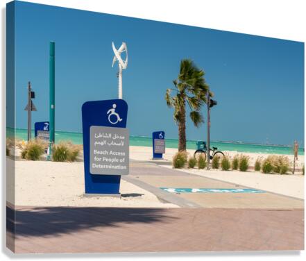Sign for access to Jumeirah beach for wheelchair users  Impression sur toile