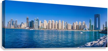 Skyline of hotels and apartments in JBR Beach above the beach  Canvas Print