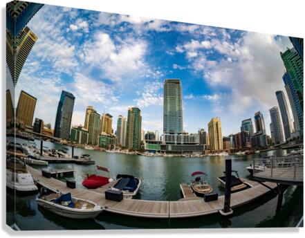 Fisheye view of apartments at Dubai Marina UAE  Canvas Print