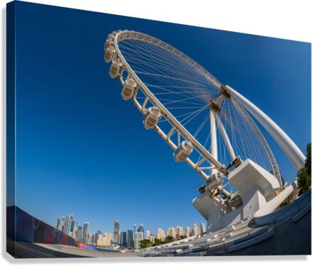 Fisheye view of Ain Dubai observation wheel with JBR in backgrou  Impression sur toile