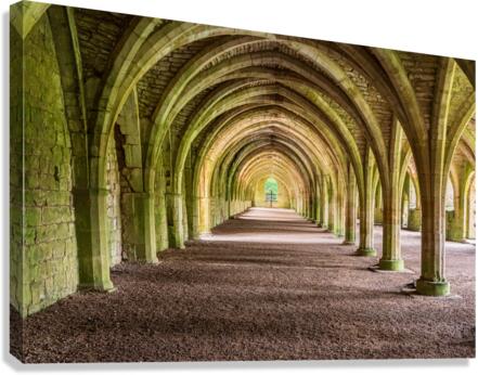 Cellarium at Fountains Abbey ruins in Yorkshire England  Canvas Print