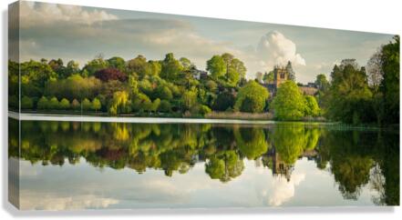Panorama across the Mere to the town of Ellesmere in Shropshire  Canvas Print