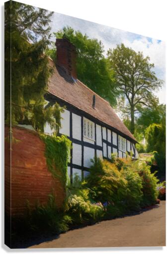 Pastel drawing of tudor home in Ellesmere Shropshire  Canvas Print