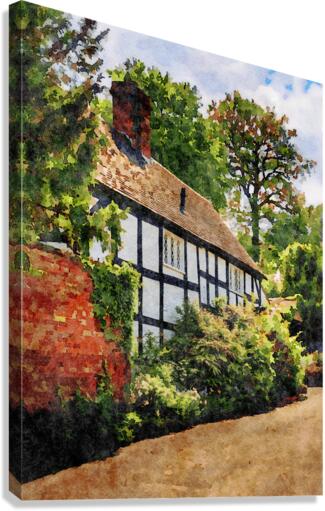 Water color of tudor home in Ellesmere Shropshire Canvas Print