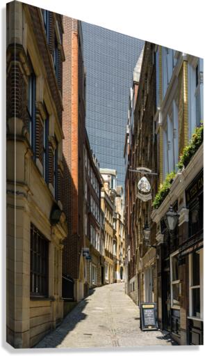 Lovat Lane in the City of London with skyscrapers filling sky  Canvas Print