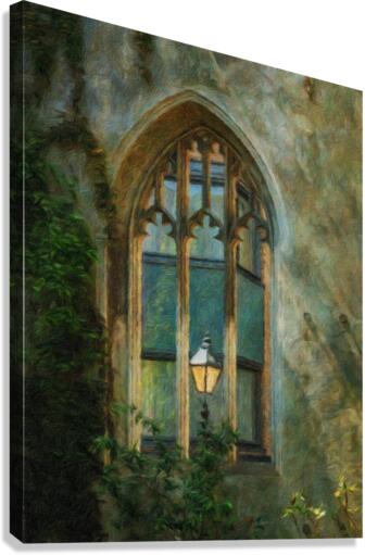 Oil painting of street light seen at St Dunstan church  Canvas Print