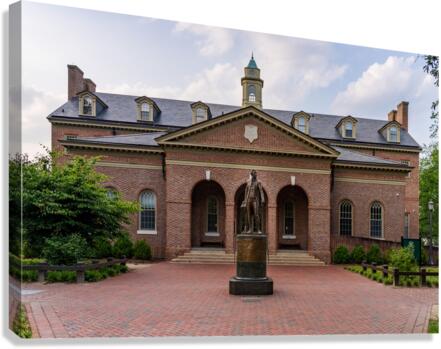 James Monroe in front of Tucker Hall at William and Mary college  Canvas Print