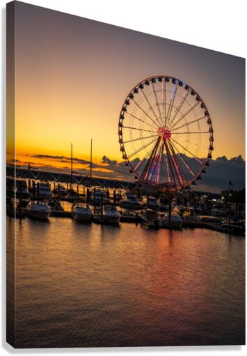 Ferris wheel at National Harbor at sunset  Impression sur toile