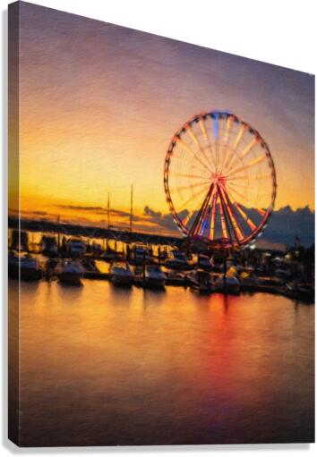 Digital art of Ferris wheel at National Harbor  Impression sur toile