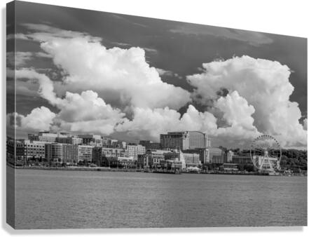 Dramatic monochrome panorama of National Harbor near Washington   Impression sur toile