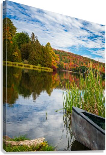 Canoe ready to launch in Silver Lake Vermont  Canvas Print