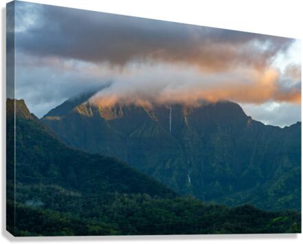 Sunset over the mountains of Hanalei Bay  Canvas Print