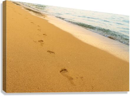 Early morning footsteps on Tunnels Beach on Kauai in Hawaii  Impression sur toile