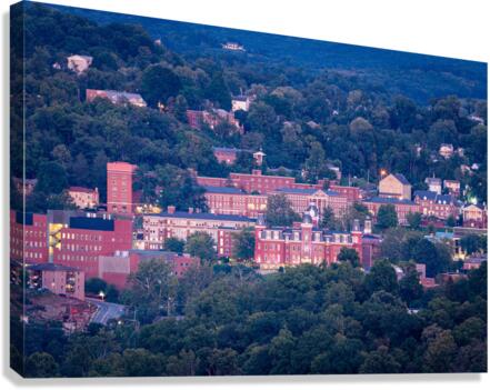 Downtown campus of West Virginia university at dusk  Canvas Print