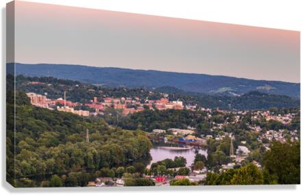 Sunset lights the sky above Morgantown in West Virginia  Canvas Print