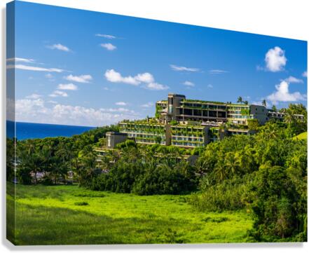 Hotel nestling in the hillside on Hanalei bay on Kauai  Canvas Print