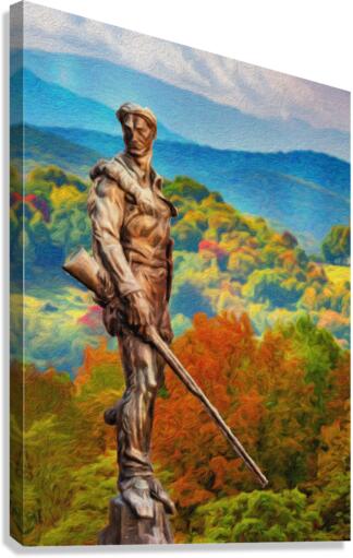 WVU Mountaineer statue painting in the fall in West Virginia  Impression sur toile