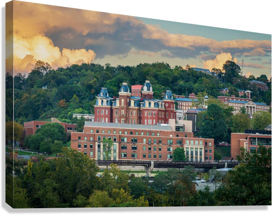 Brooks Hall and Woodburn Hall at dusk in Morgantown WV Canvas Print