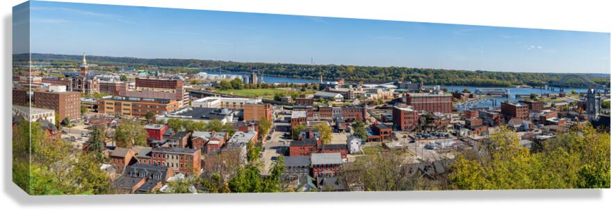 Wide panorama of the city of Dubuque in Iowa from funicular rail  Canvas Print