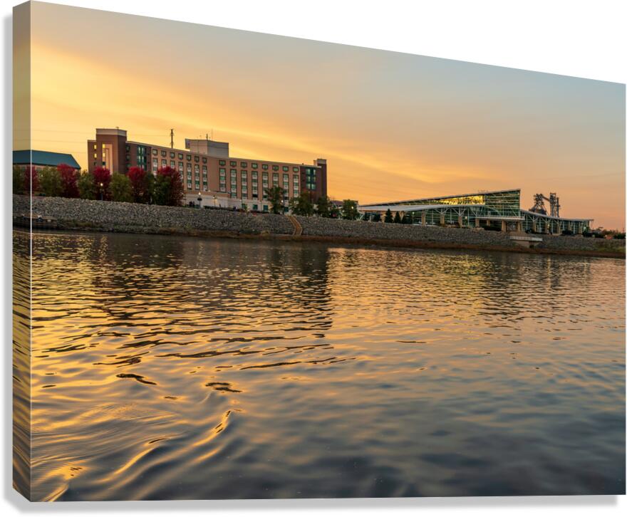Conference Center in Dubuque IA on calm evening  Canvas Print